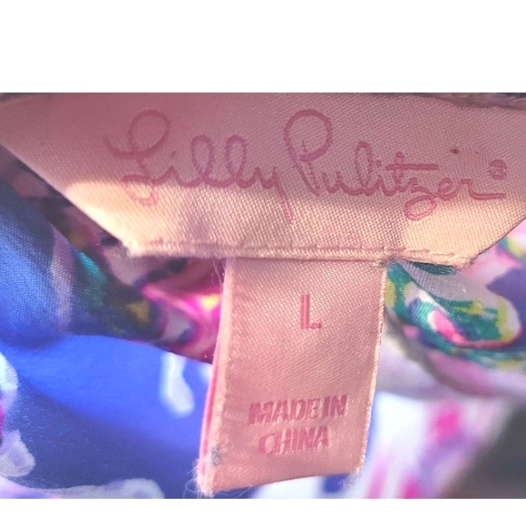 Lilly Pulitzer L Multicolor Silk Dress Resortwear Tomato Girl Quiet Luxury - Picture 2 of 7